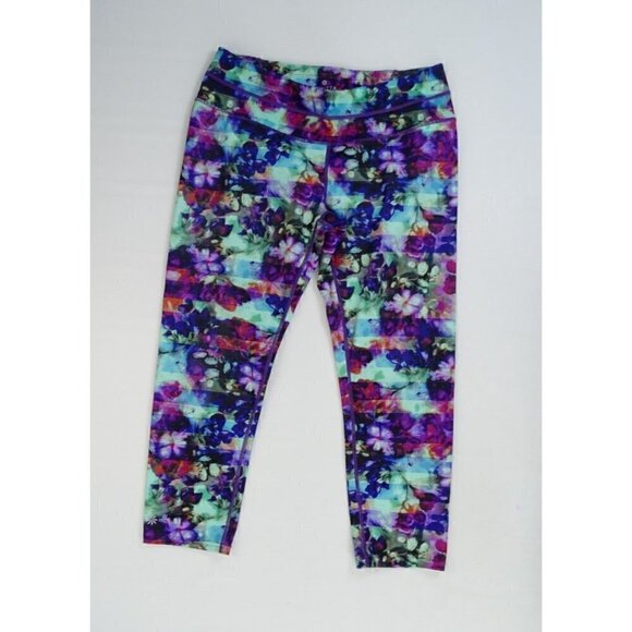 Lot of 2 Athleta Leggings Sz M Floral Workout Running Yoga Cropped Pocket‎ - Picture 6 of 8